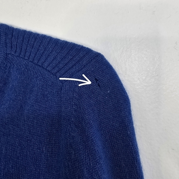 Tory Burch 100% Cashmere Cardigan in Cobalt Blue with small hole - Picture 9 of 13
